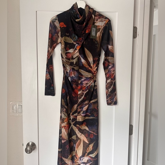 AllSaints Tia Tippi Dress NWT Tropical Floral Print Asymmetrical Midi sz 4 - Picture 8 of 10